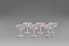 Set of six champagne flutes in ground glass and floral motifs, 20th century