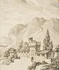 Scuola italiana del XIX secolo - Mountain landscape with castle
