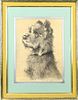 Antique Pastel Portrait of a Terrier, Signed