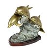Bronze Sculpture of 3 Dolphins Riding a Wave