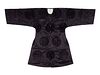 An Aubergine Silk and Cut Velvet Informal Surcoat
Length back of collar to hem 47 1/2 in., 121.1 cm.