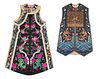 Two Silk Embroidered Lady's Vests 
Length of larger 52 in., 132.1 cm.