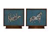 Two Lead Horse-Form Plaques
Height 6 1/4 x Width 7 1/4 in., 2.46 x 2.85 cm.