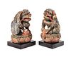 A Pair of Polychrome Painted Wood Figures of Fu Lions
Height of figure 7 1/2 in., 19 cm. 