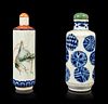 Two Porcelain Snuff Bottles
Height of taller overall 3.5 in., 8.9 cm.
