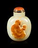 A Russet and Celadon Jade Snuff Bottle
Height of bottle overall 2 3/4 in., 7 cm. 