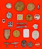 German WWII Tinnies and Pins, Lot of Twenty-Two 