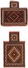 7004 TWO ANTIQUE PERSIAN SALT BAGS, 1 ft 9 in x 1 ft 9 in & 1 ft 5 in x 2 ft 5 in
