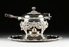 A WEBSTER WILCOX SILVERPLATE LIDDED CHAFFING DISH ON STAND WITH TRAY, MARKED, AMERICAN, 20TH CENTURY,