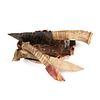 A GROUP OF THREE AMERICAN CARVED FLINT AND AGATE HORN KNIVES WITH ONE STAND, BY PAUL E SMITH, SIGNED, CIRCA 2002,
