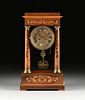 A RESTORATION MARQUETRY INLAID ORMOLU MOUNTED ROSEWOOD PORTICO CLOCK, FIRST HALF 19TH CENTURY,
