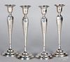 Set of four sterling silver weighted candlesticks