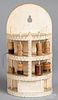 Carved and painted hanging spool sewing caddy