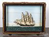 Carved and painted ship's diorama, 19th c.