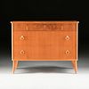 A MID-CENTURY MODERN MARQUETRY INLAID BIRCH CHEST OF DRAWERS, POSSIBLY SCANDINAVIAN, SIGNED, 1951,