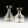 A GROUP OF TWO FRENCH ART DECO STERLING SILVER MOUNTED CUT CRYSTAL DECANTERS, BY CLAUDE CHAPOT, EARLY 20TH CENTURY,