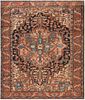 Antique Persian Heriz carpet , 9 ft x 11 ft 2 in ( 2.74 m x 3.40 m )
