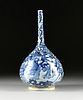 A QING DYNASTY BLUE AND WHITE PORCELAIN BOTTLE VASE, SHIPWRECK ARTIFACT, ATTRIBUTED TO THE KANGXI PERIOD (1662-1722), 