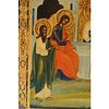 AN ANTIQUE RUSSIAN ICON OF THE OLD TESTAMENT TRINITY DEPICTING THE HOSPITALITY OF ABRAHAM, LATE 19TH CENTURY,