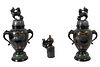Japanese Bronze and Cloisonne Jars Together With