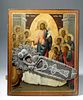 Huge 19th C. Russian Icon - Theotokos on Deathbed