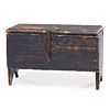 A Federal Iron-Mounted Blue-Painted Pine Miniature Blanket Chest