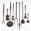 A Group of Early Wrought Iron Kitchen Utensils