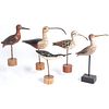 Five Carved Decorative Shorebirds