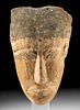 Egyptian Wood & Painted Gesso Mummy Mask