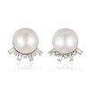 Mabe Cultured Pearl and Diamond Earrings