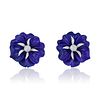 Lapis Lazuli and Diamond Flower Earrings