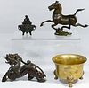 Asian Bronze and Brass Figure and Vessel Assortment