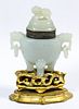 Edward I. Farmer New York Jade Inkwell with Sterling Silver Fittings