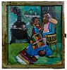 Wayne Manns (American, 20th Century) 'Me & My Grandmother' Acrylic and Found Objects on Panel