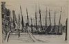 James Whistler etching, 'Billingsgate', signed in plate 'Whistle 1859', plate 6" x 9".