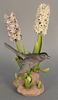 Boehm "Catbird" with hyacinths porcelain sculpture, ht. 15.5".