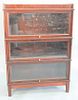 Two contemporary barrister bookcases, three section, ht. 51", wd. 34 1/2".