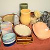 Group of assorted pottery and ceramic items to include Pfaltzgraff, Le Creuset, Keramik, ceramic vases, charger, etc. Estate of Marilyn Ware, Strasbur