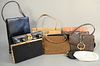 Group of twelve vintage purses to include Finesse handbag, Rosenfeld white beaded clutch, French bagshop, large Rosenfeld, Suarez black purse, leather