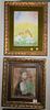Four oils to include: Natalie B. Baker (1913-1998), oil on canvas, young girl with long hair, signed lower right N. Baker, in painted and gilt frame; 