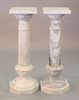 Pair of marble pedestals, ht. 39 1/2", top: 12" x 12"