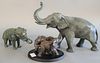 Three elephants to include Maitland-Smith large bronze figure of an elephant, ht. 12 1/4", wd. 16" along with small bronze Tibetan style elephant and 