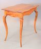 Tiger maple shaped top table, ht. 29 1/2", top 21 1/2" x 33".