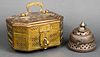 Indian Brass Cricket Box & Incense Box, 2