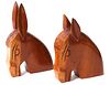 Mid-Century Wood Donkey Head Figural Bookends, 2