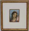 FRAMED MINIATURE PORTRAIT PAINTING OF A WOMAN IN