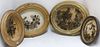 LOT OF FOUR 19TH CENTURY HAIR WREATHS IN OVAL