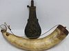 TWO-PIECE LOT CONSISTING OF AN EARLY POWDER HORN