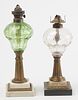 Two Oil Lamps with Marble Bases