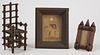 Lot of 2 Tramp art frames and Arm Chair